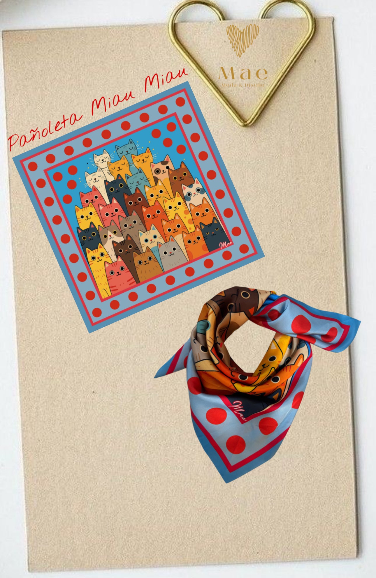 Pañoleta miau miau azul