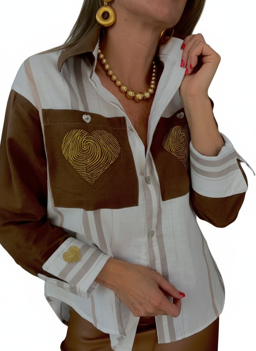 Camisa Huellas Café