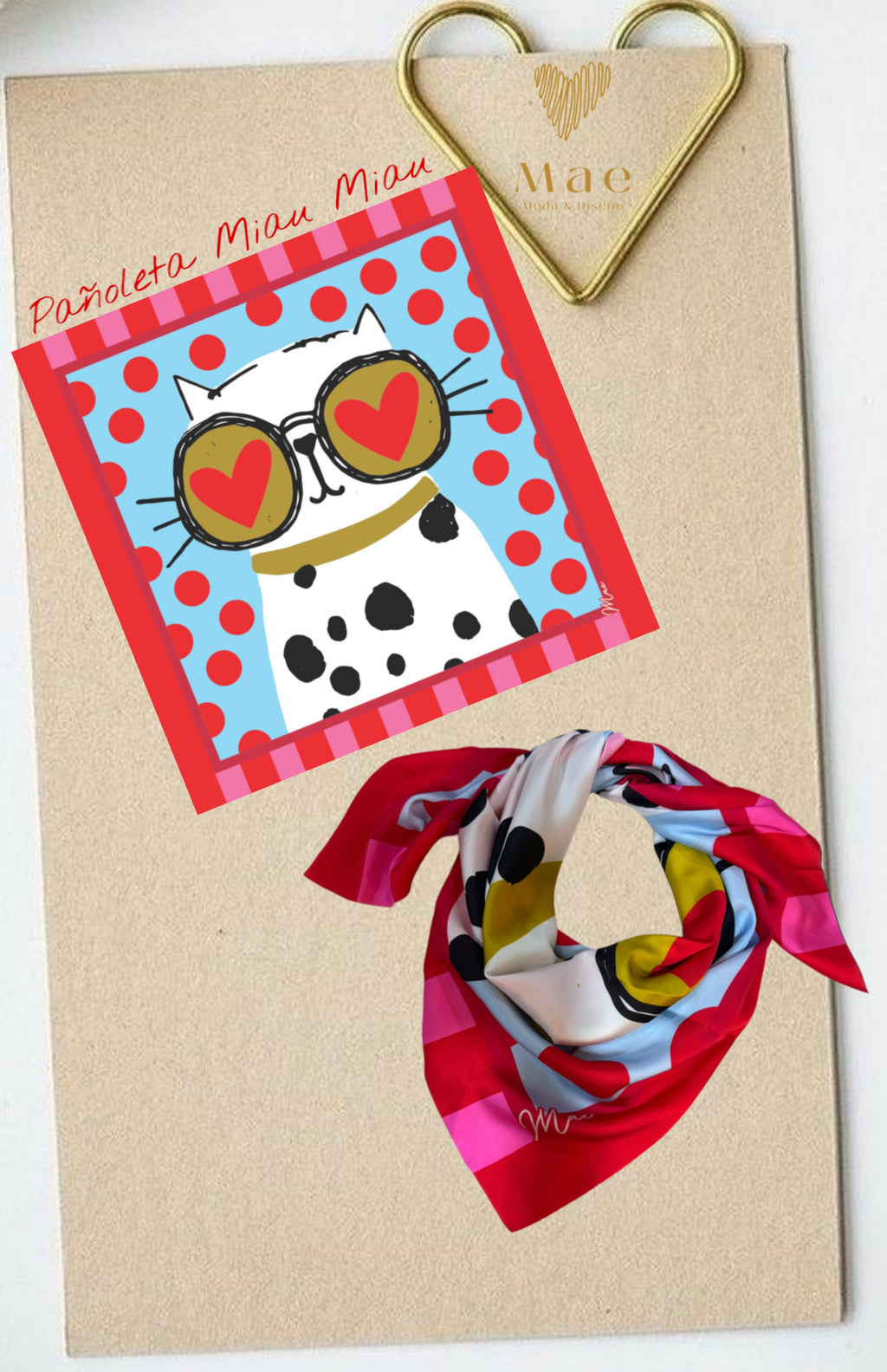 Pañoleta Miau Miau Rosa azul