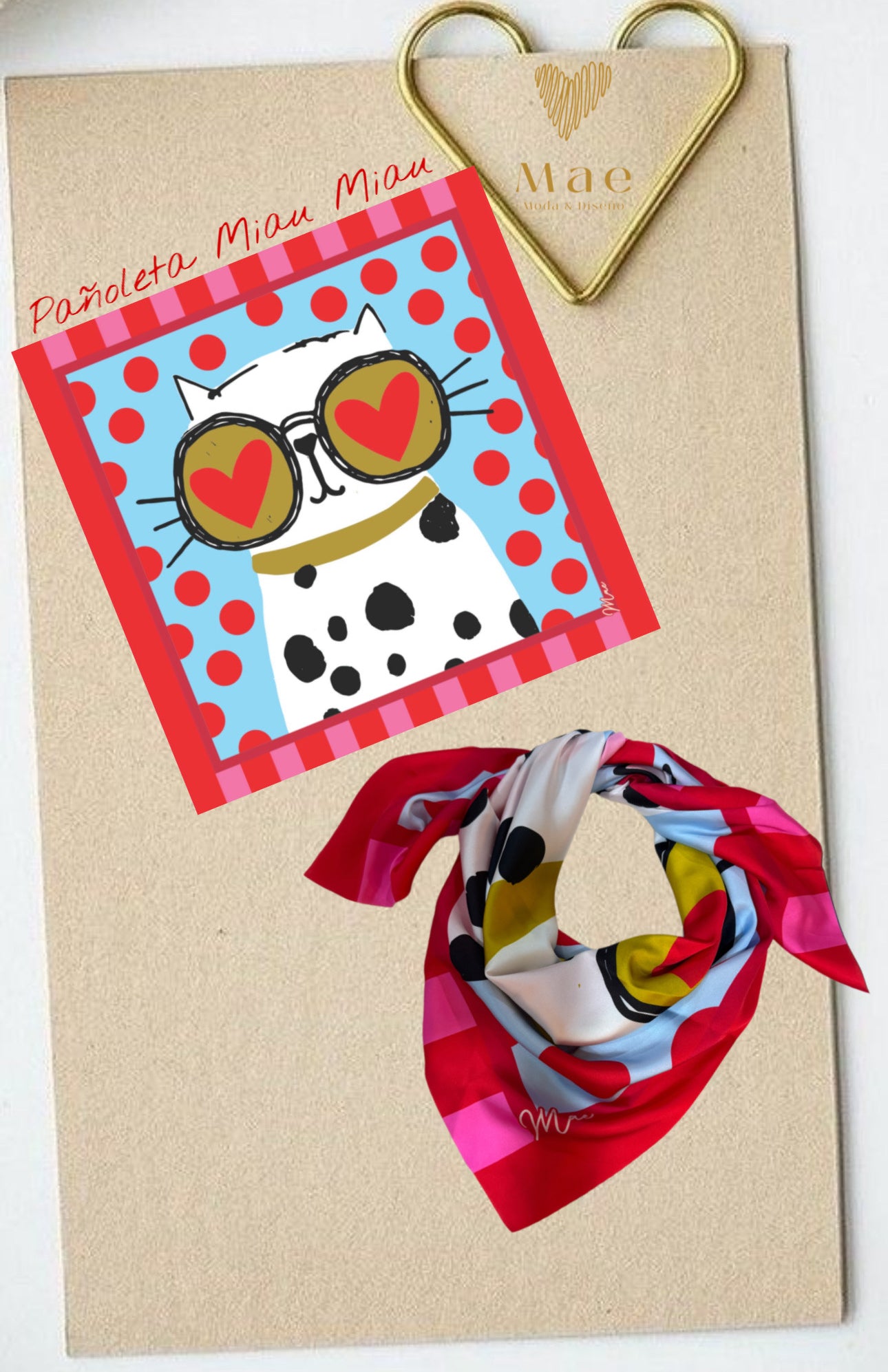 Pañoleta Miau Miau Rosa azul