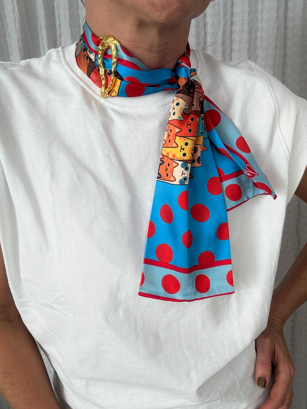 Pañoleta miau miau azul