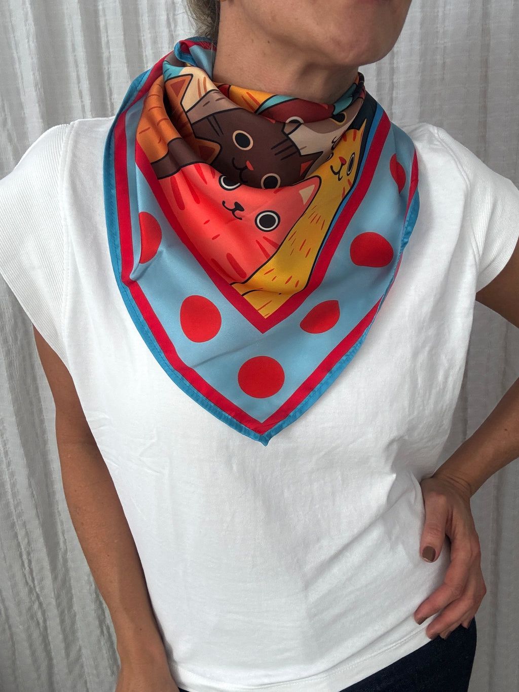Pañoleta miau miau azul