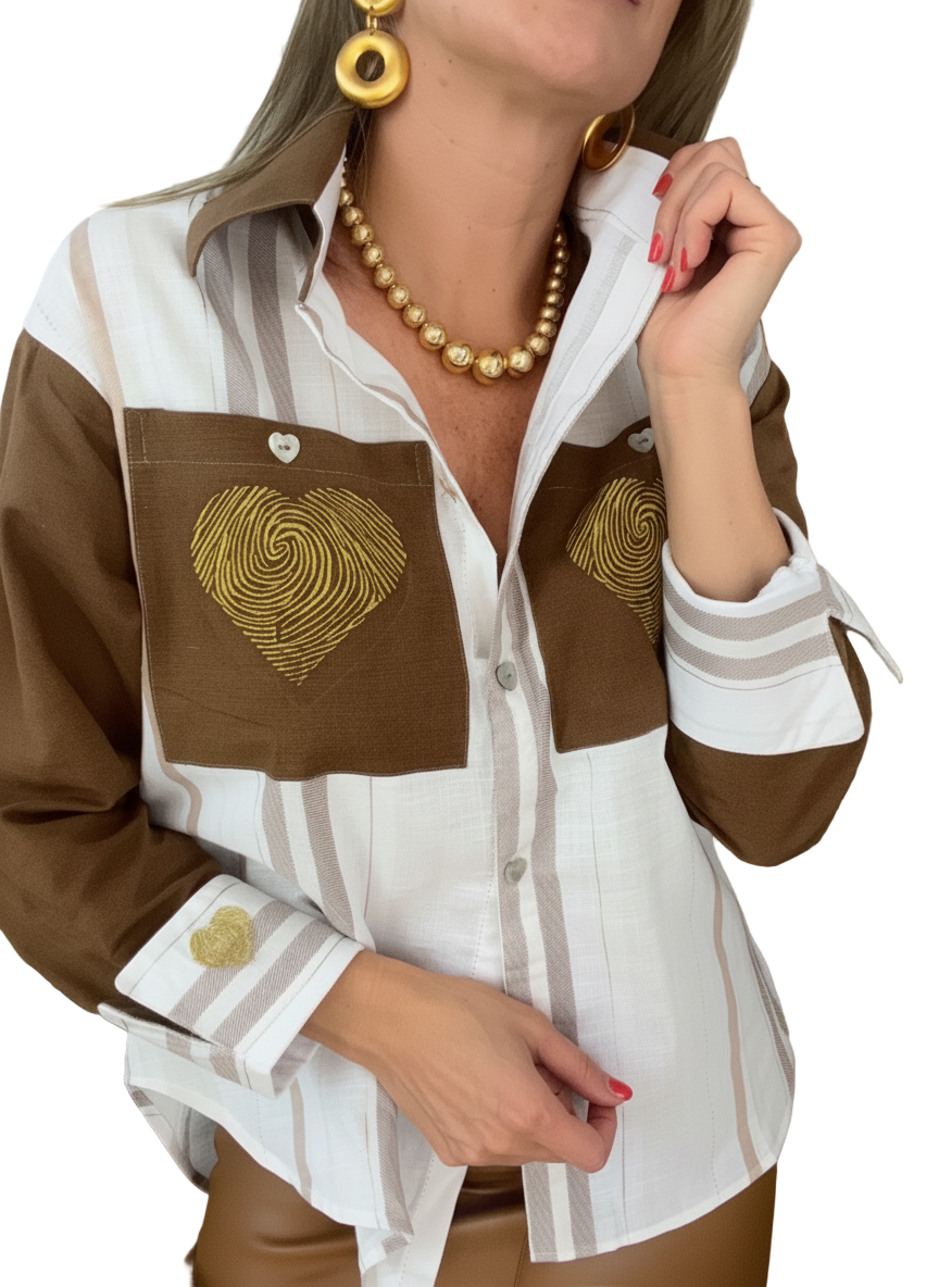 Camisa Huellas Café